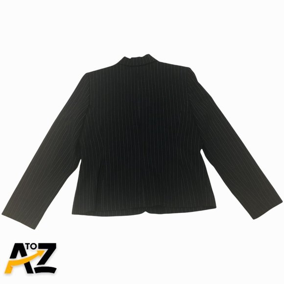 Women's Amanda Smith Black Pinstripe Suit Jacket & Pants Size 12P - Picture 3 of 16